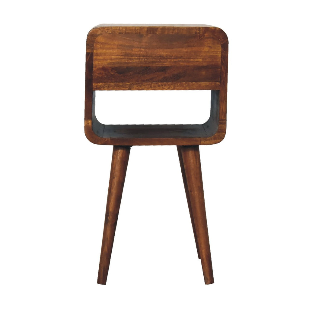 Mini Chestnut Curve Lower Bedside Table product view 9 by Eversby Home