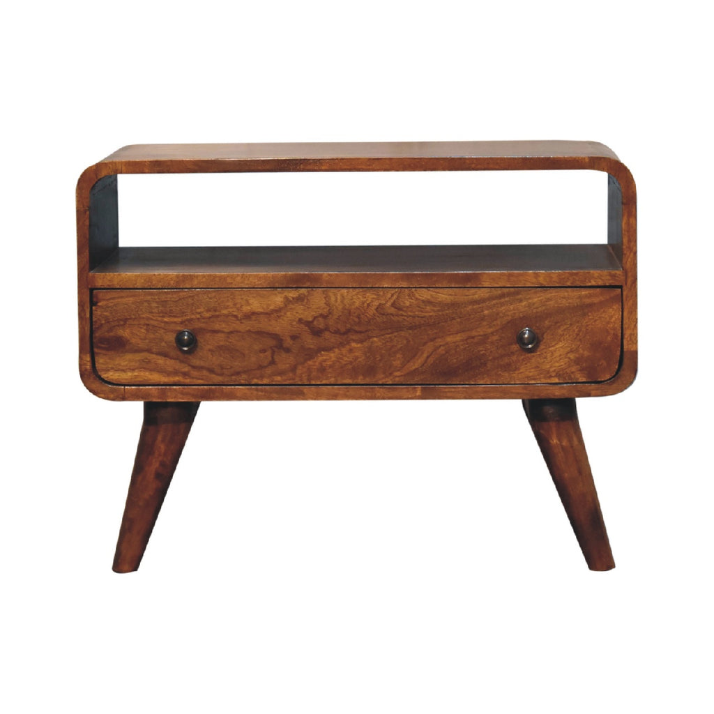 Mini Chestnut Curved Media Unit product view 1 by Eversby Home