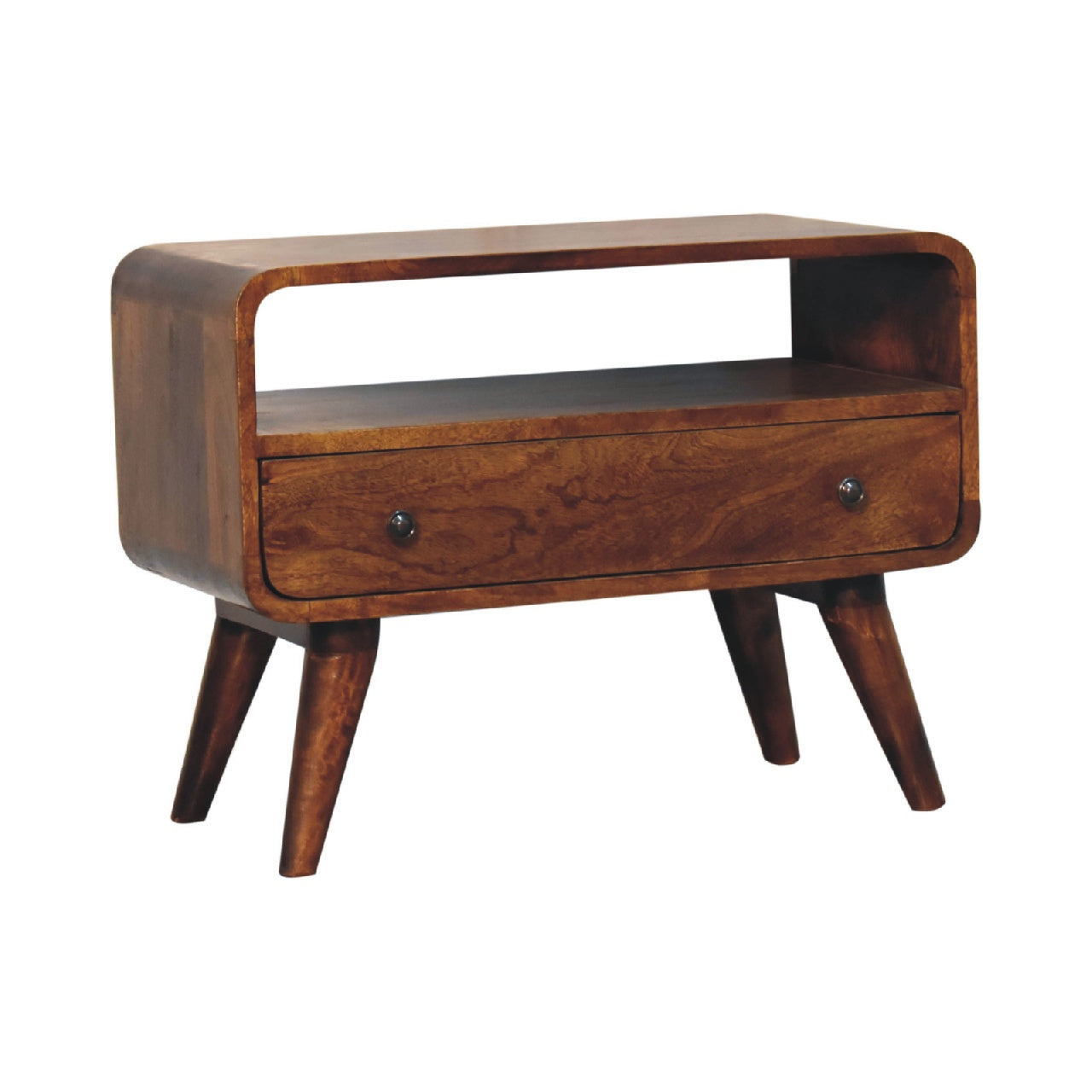 Mini Chestnut Curved Media Unit product view 2 by Eversby Home