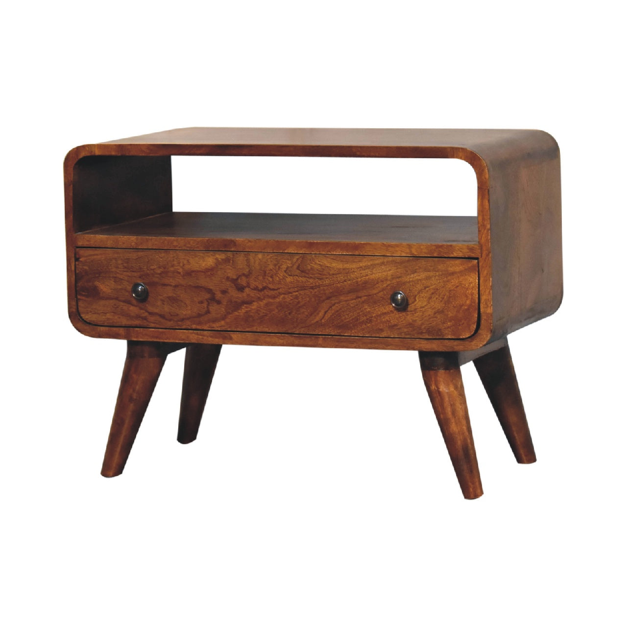 Mini Chestnut Curved Media Unit product view 3 by Eversby Home