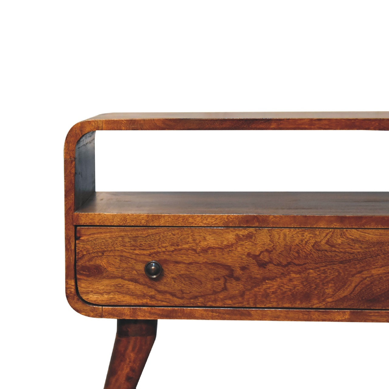 Mini Chestnut Curved Media Unit product view 4 by Eversby Home