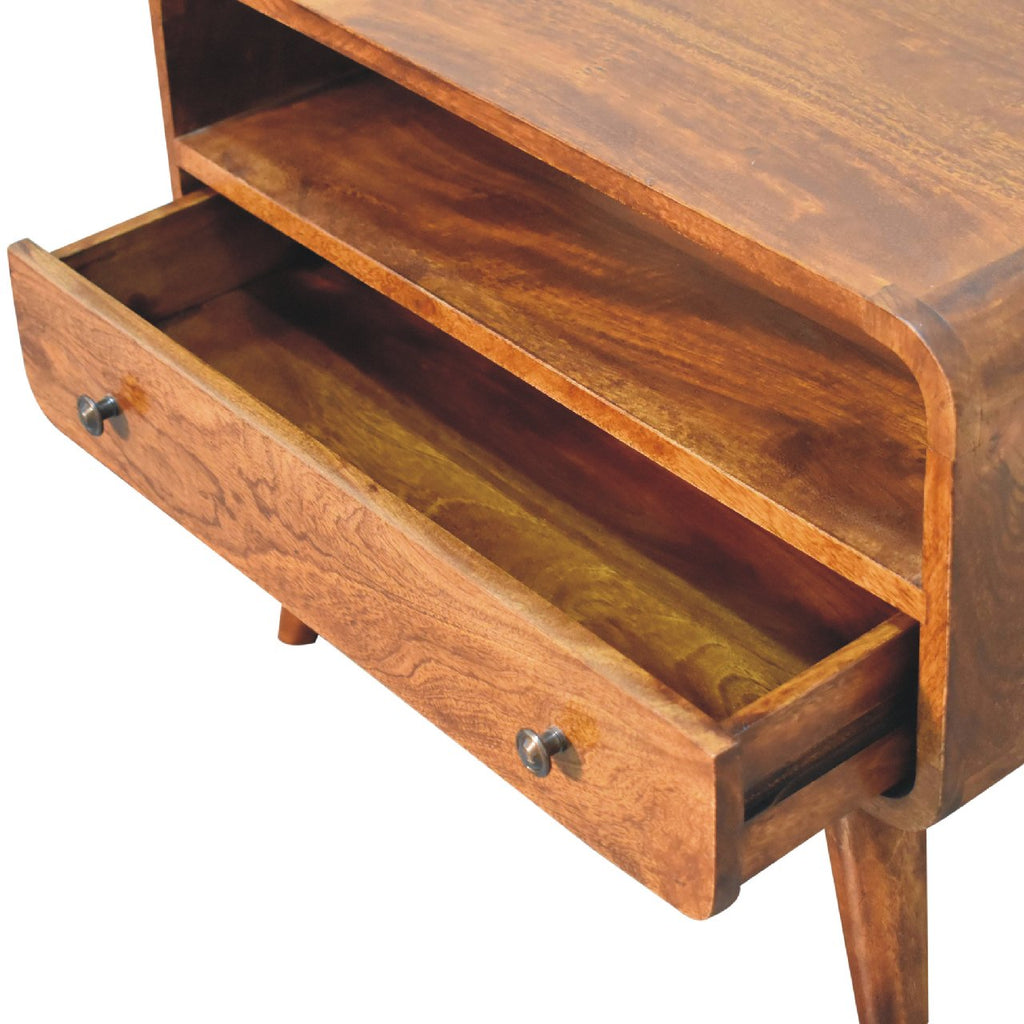 Mini Chestnut Curved Media Unit product view 6 by Eversby Home