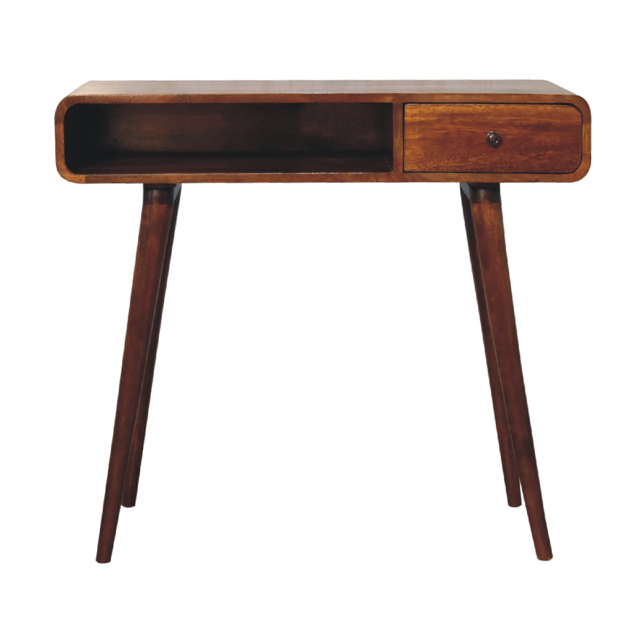 Curved Chestnut Writing Desk product view 1 by Eversby Home