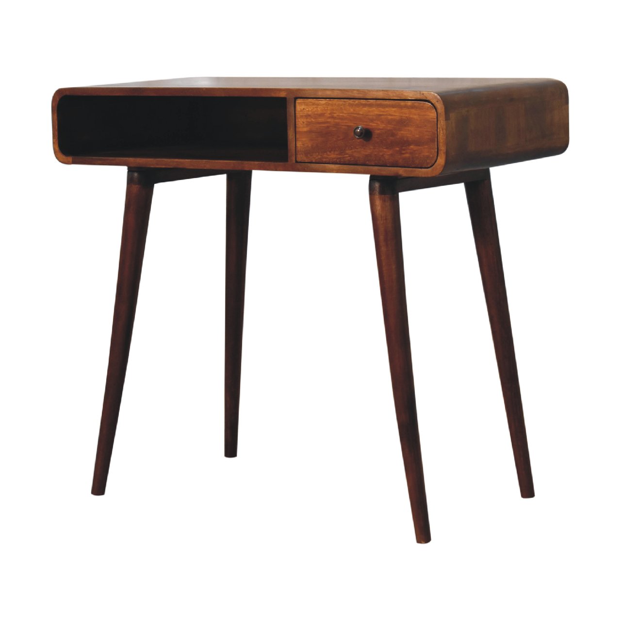 Curved Chestnut Writing Desk product view 3 by Eversby Home