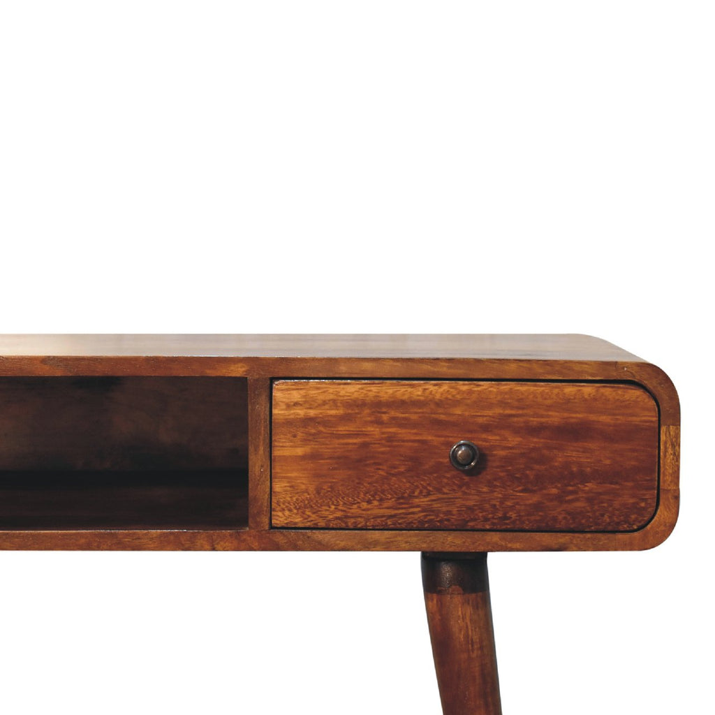 Curved Chestnut Writing Desk product view 4 by Eversby Home