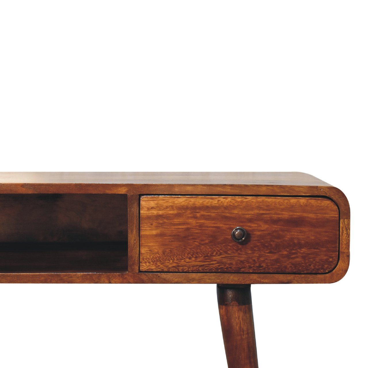 Curved Chestnut Writing Desk product view 4 by Eversby Home
