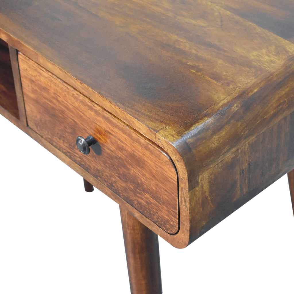 Curved Chestnut Writing Desk product view 5 by Eversby Home
