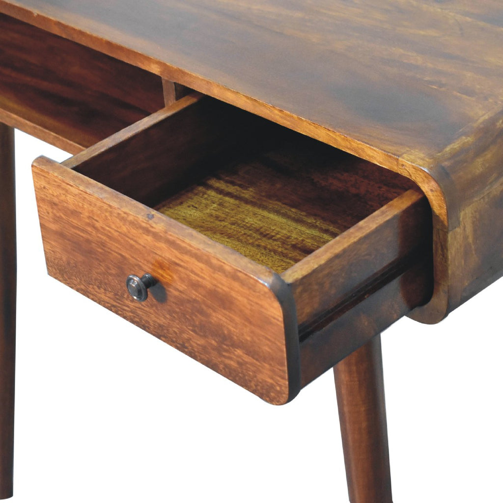 Curved Chestnut Writing Desk product view 6 by Eversby Home