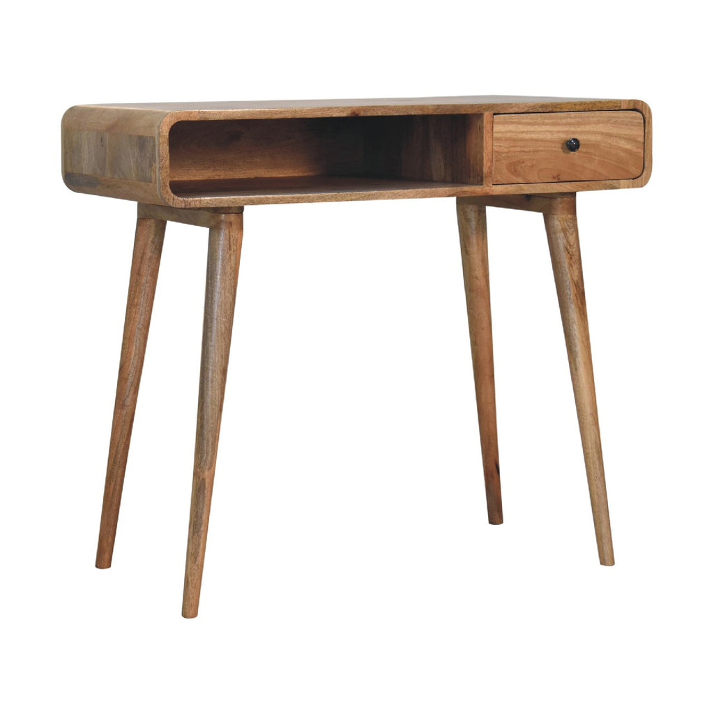Curved Warm Oak Writing Desk product view 1 by Eversby Home