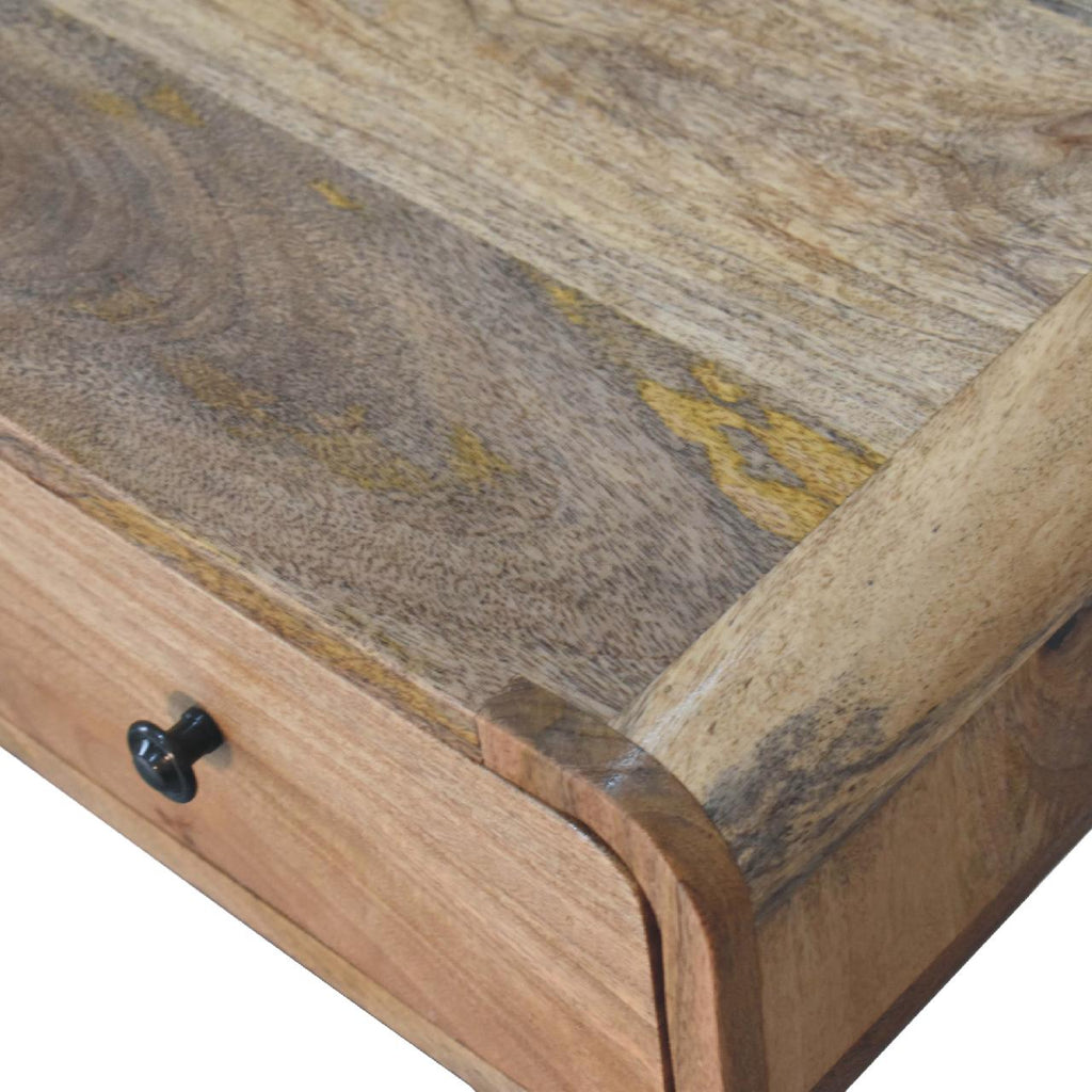 Curved Warm Oak Writing Desk product view 4 by Eversby Home
