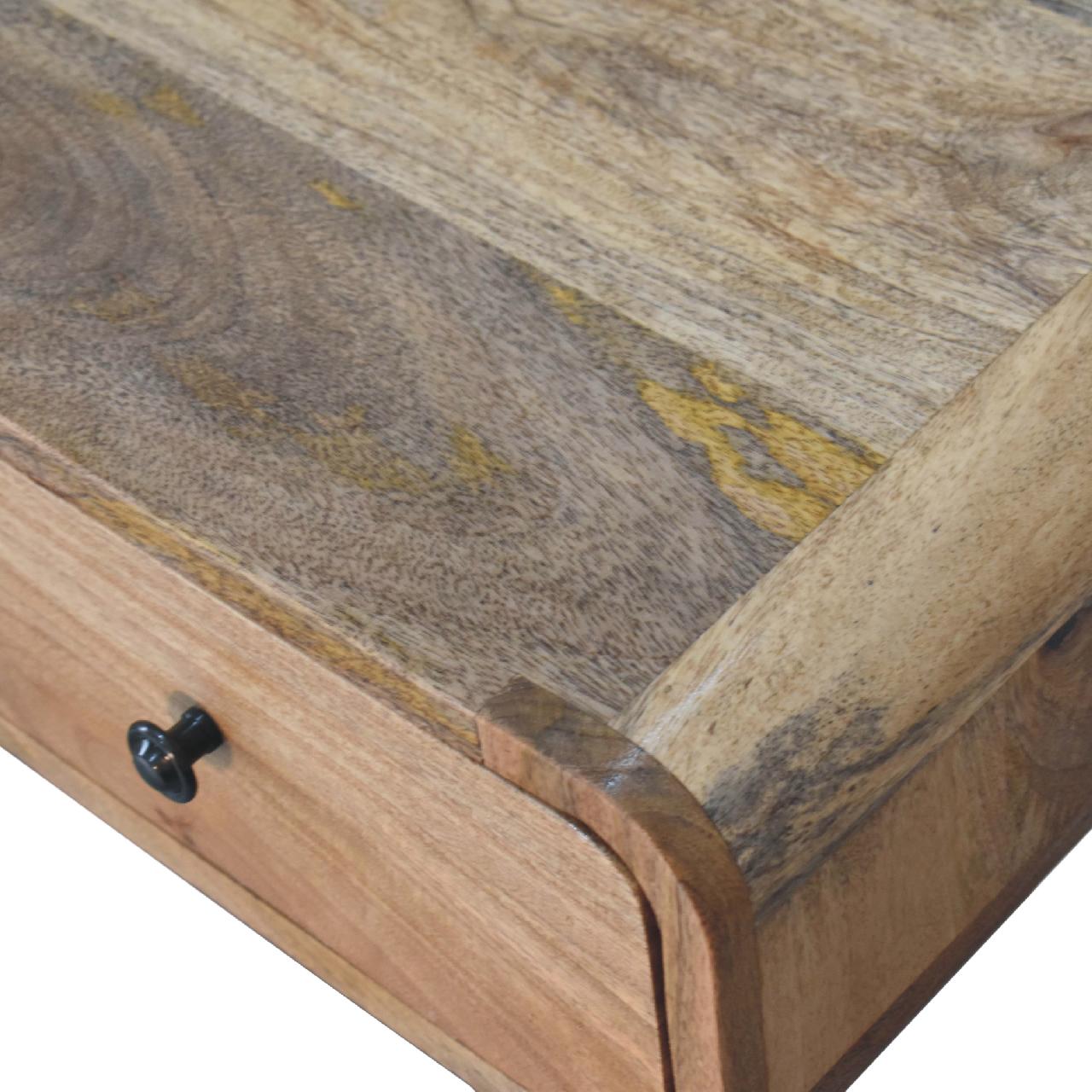 Curved Warm Oak Writing Desk product view 4 by Eversby Home