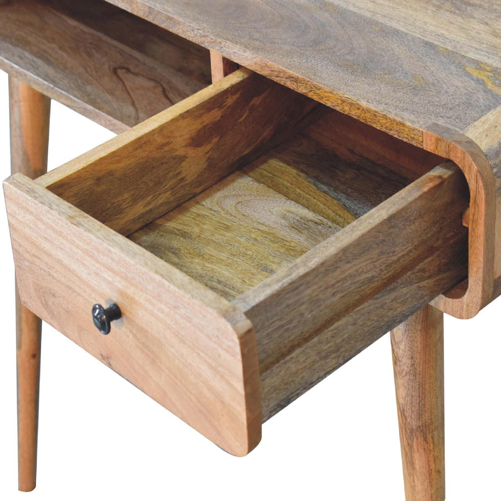 Curved Warm Oak Writing Desk product view 5 by Eversby Home