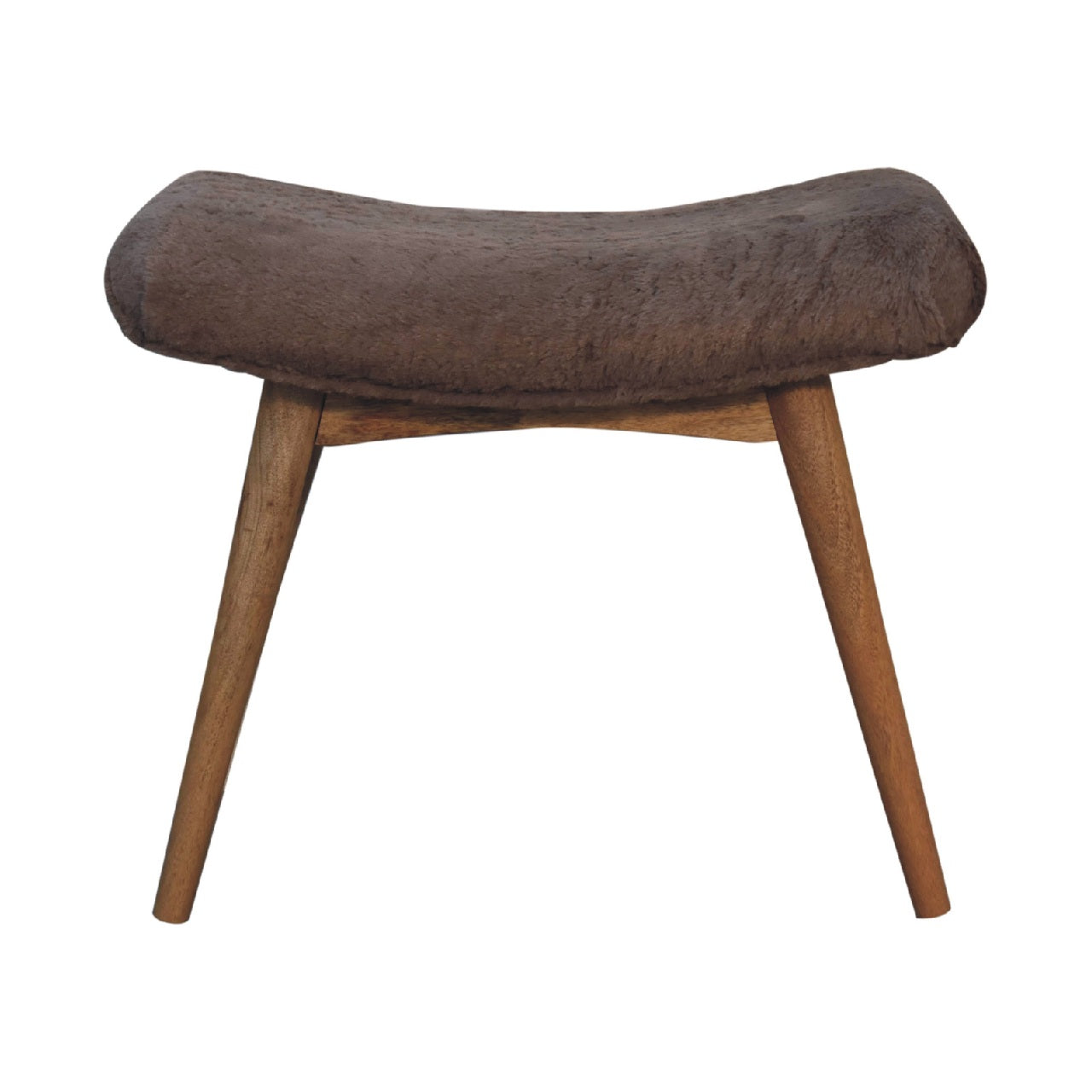 Mocha Faux Fur Curved Bench product view 1 by Eversby Home