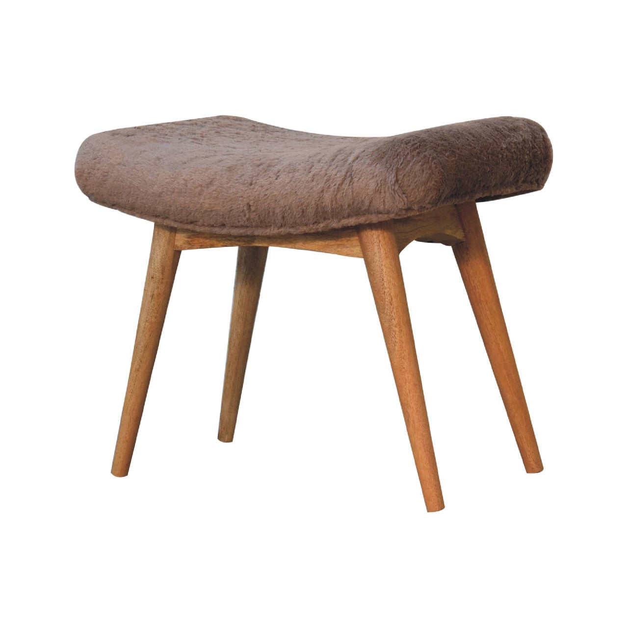 Mocha Faux Fur Curved Bench product view 2 by Eversby Home