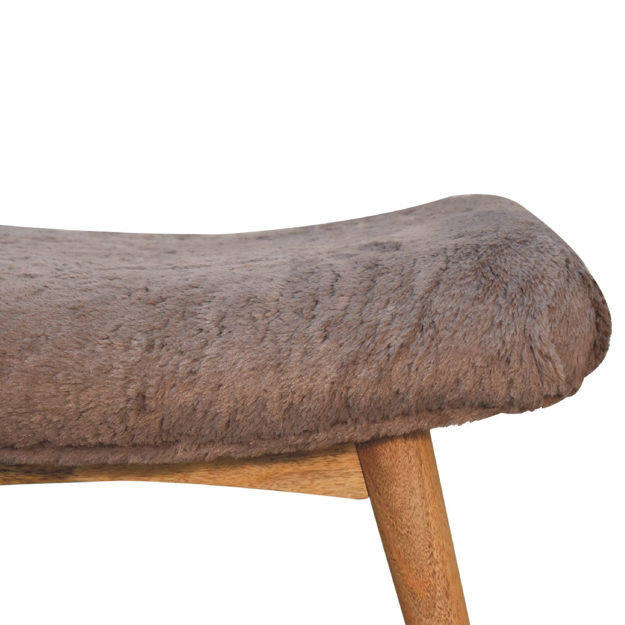Mocha Faux Fur Curved Bench product view 4 by Eversby Home