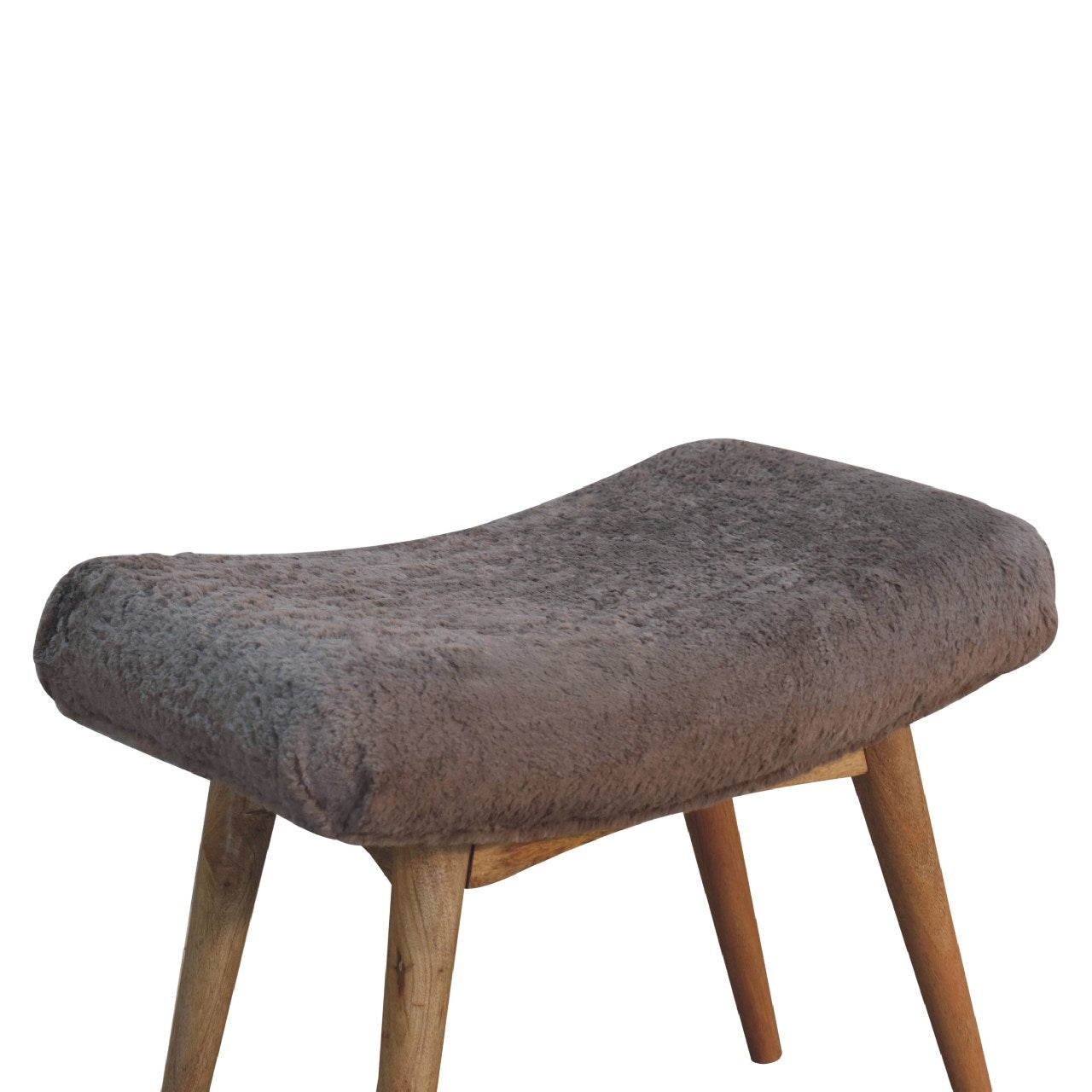 Mocha Faux Fur Curved Bench product view 5 by Eversby Home