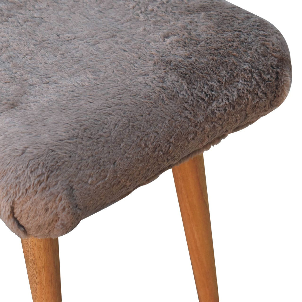 Mocha Faux Fur Curved Bench product view 6 by Eversby Home