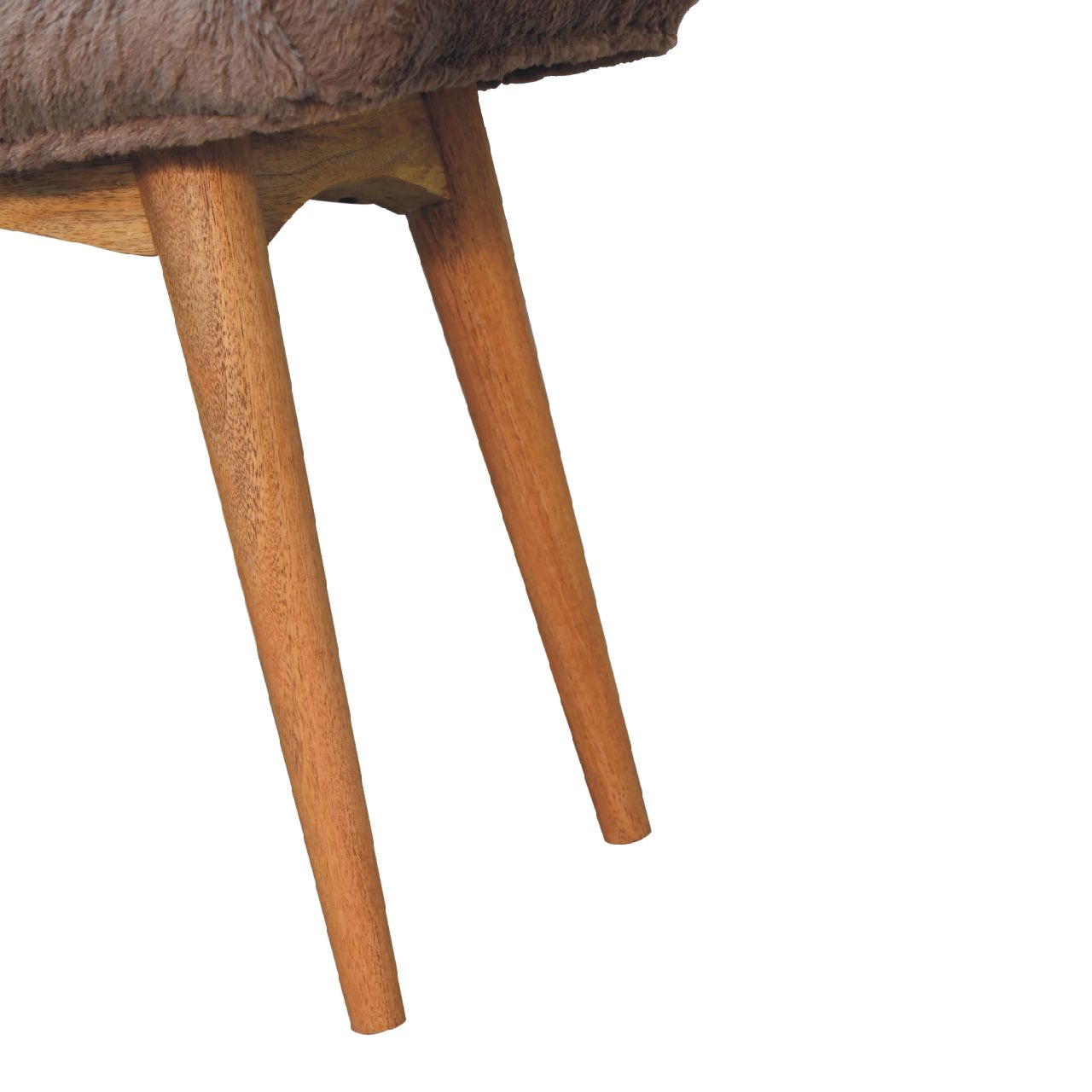 Mocha Faux Fur Curved Bench product view 7 by Eversby Home