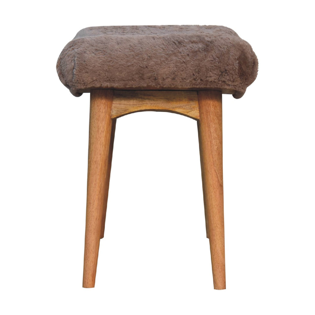 Mocha Faux Fur Curved Bench product view 8 by Eversby Home