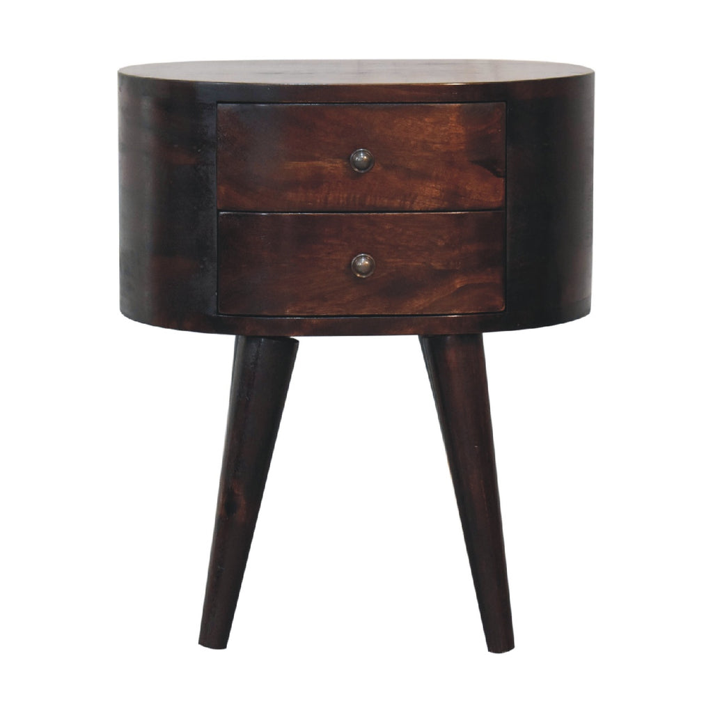 Light Walnut Rounded Bedside Table product view 2 by Eversby Home