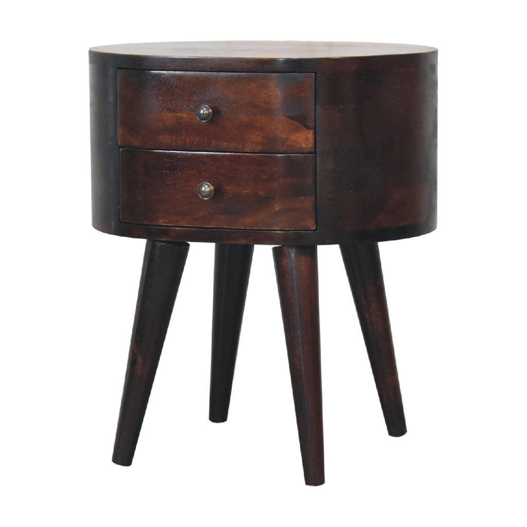 Light Walnut Rounded Bedside Table product view 3 by Eversby Home