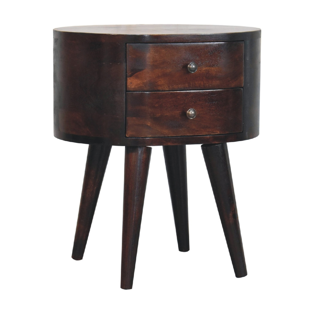 Light Walnut Rounded Bedside Table product view 4 by Eversby Home