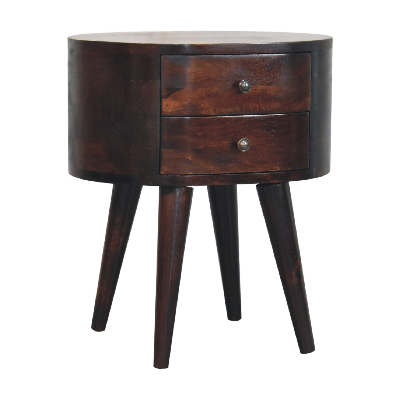 Light Walnut Rounded Bedside Table product view 4 by Eversby Home