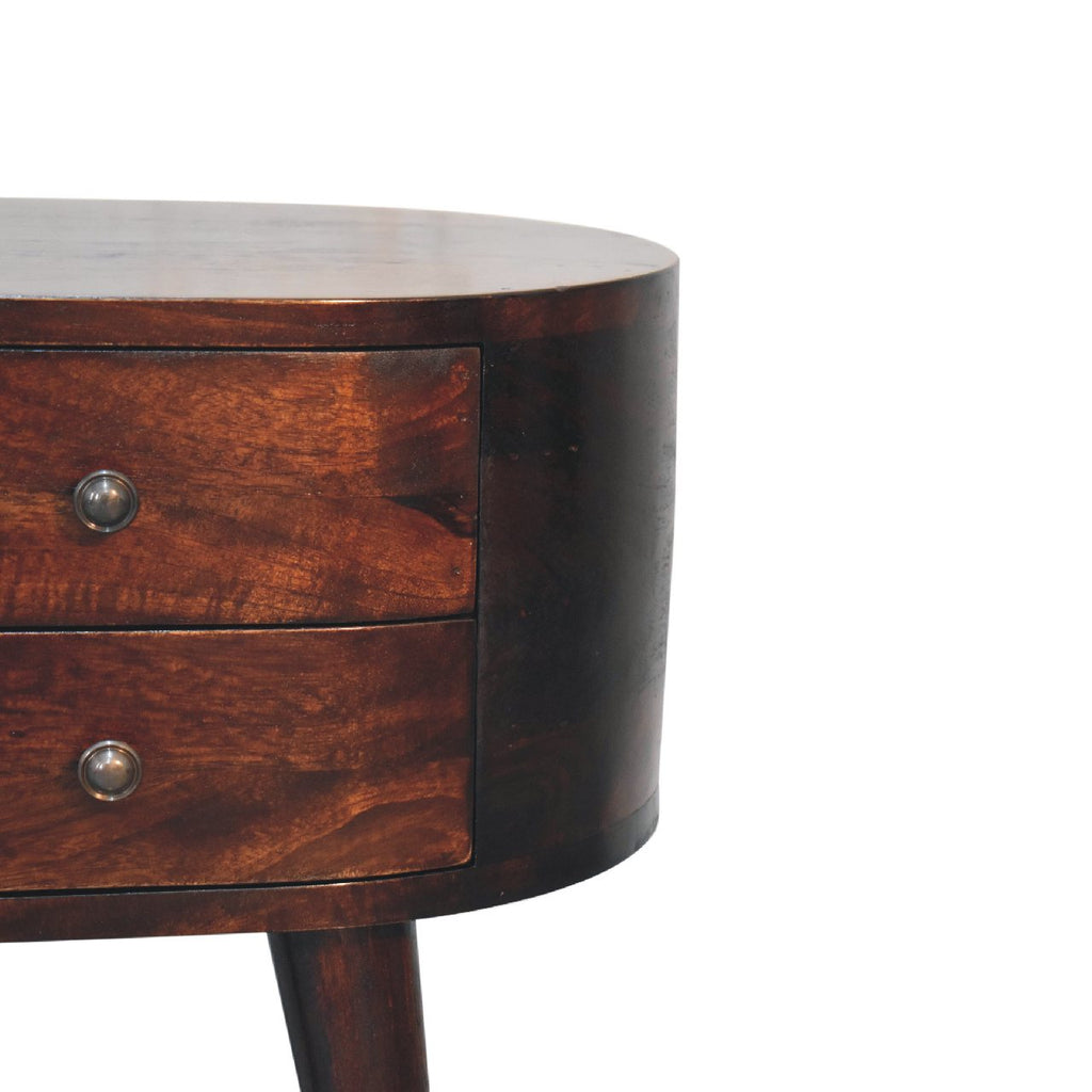 Light Walnut Rounded Bedside Table product view 5 by Eversby Home