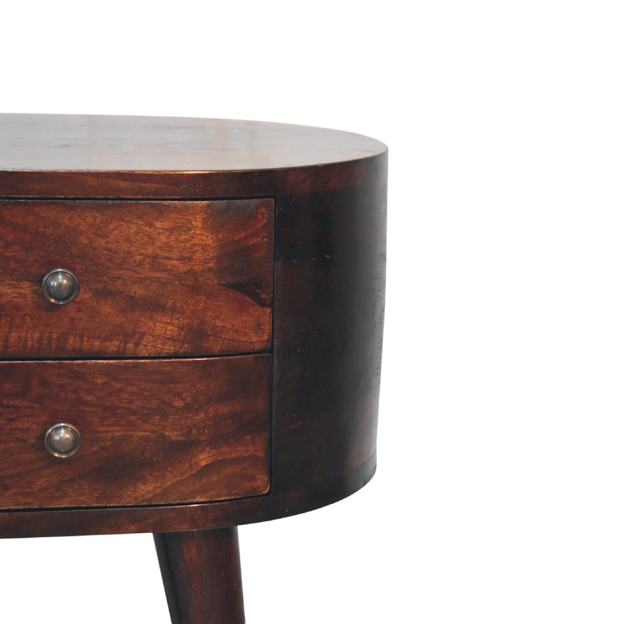 Light Walnut Rounded Bedside Table product view 5 by Eversby Home