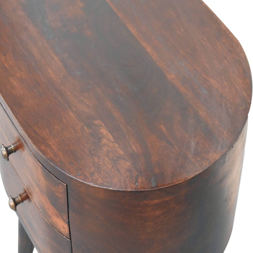 Light Walnut Rounded Bedside Table product view 6 by Eversby Home
