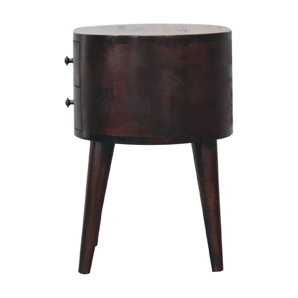 Light Walnut Rounded Bedside Table product view 8 by Eversby Home