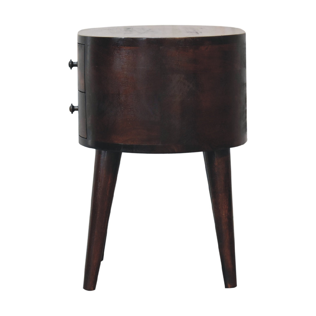 Light Walnut Rounded Bedside Table product view 8 by Eversby Home