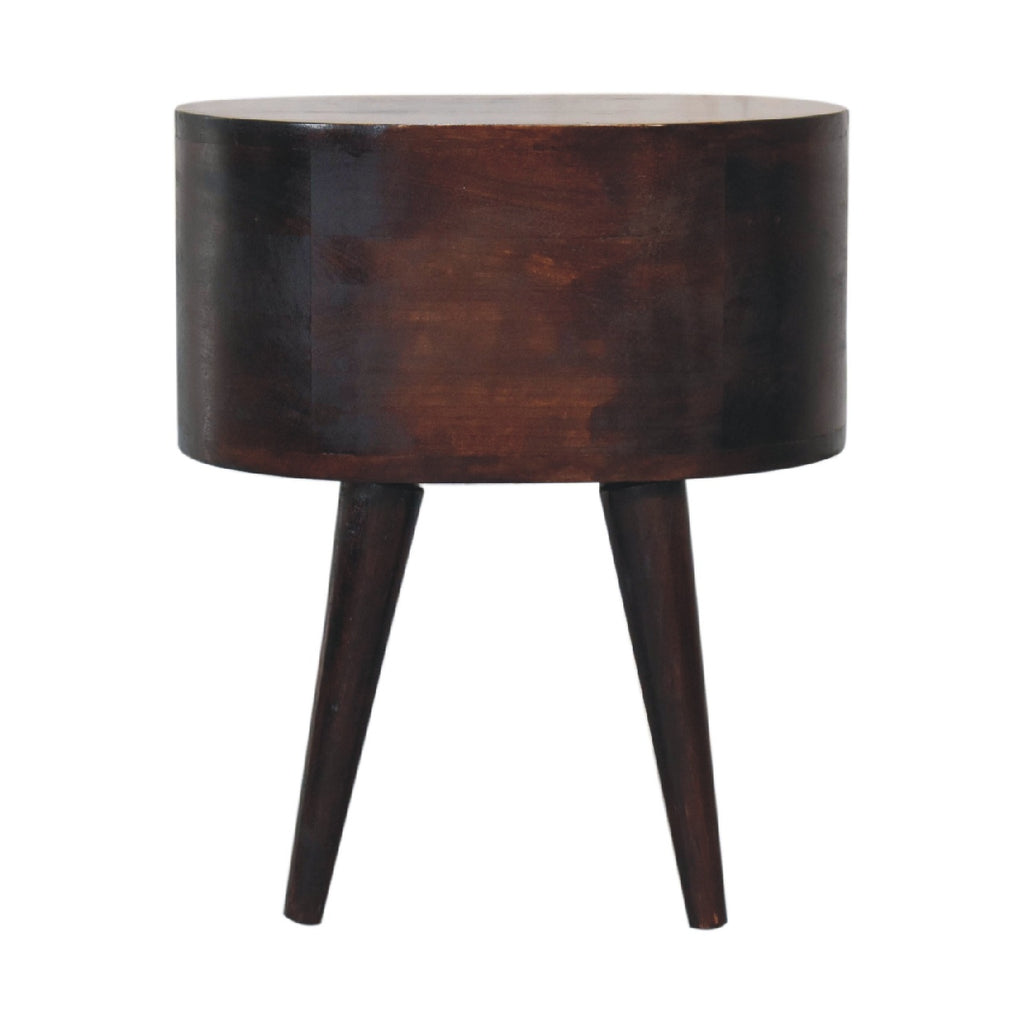Light Walnut Rounded Bedside Table product view 9 by Eversby Home