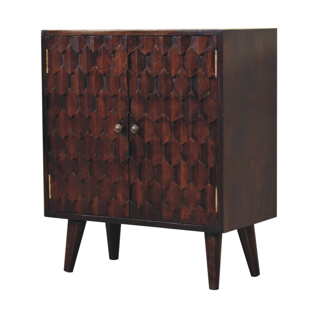 Mini Pineapple Carved Light Walnut Cabinet product view 2 by Eversby Home