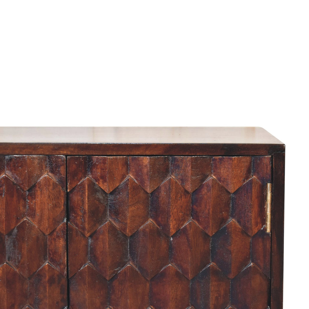 Mini Pineapple Carved Light Walnut Cabinet product view 4 by Eversby Home