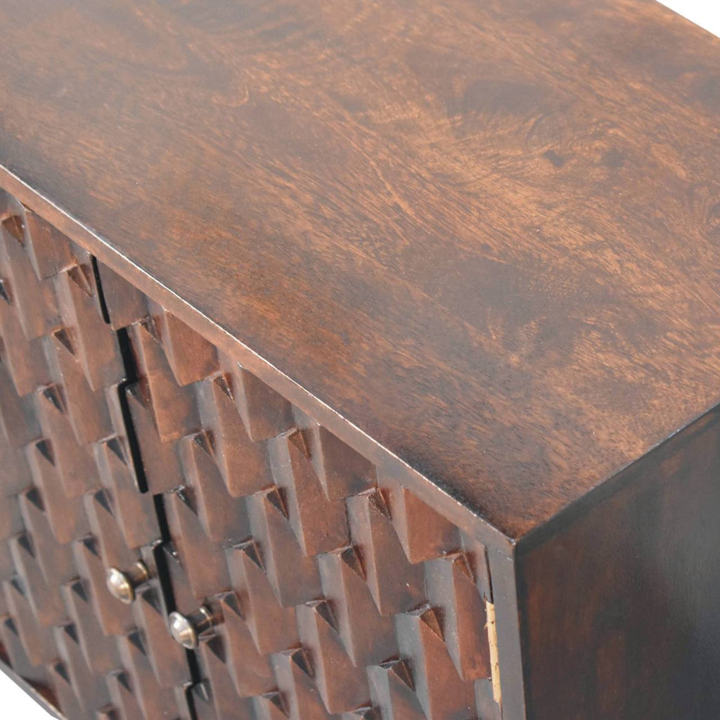 Mini Pineapple Carved Light Walnut Cabinet product view 5 by Eversby Home