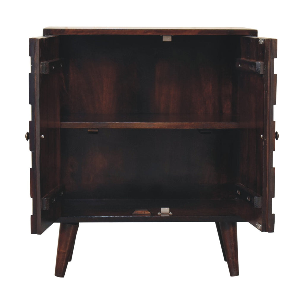 Mini Pineapple Carved Light Walnut Cabinet product view 6 by Eversby Home