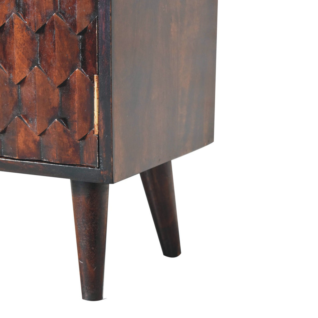 Mini Pineapple Carved Light Walnut Cabinet product view 7 by Eversby Home
