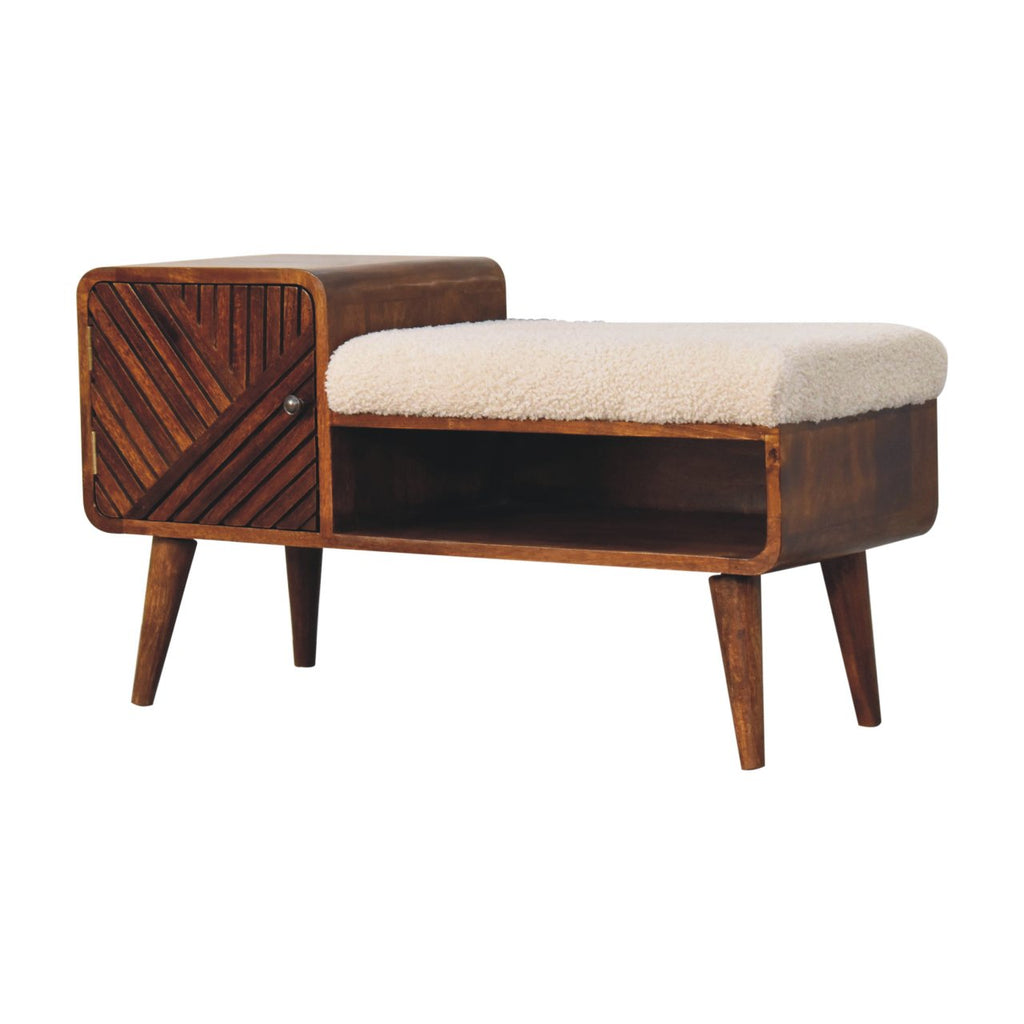 Boucle Chestnut Hallway Bench Table product view 3 by Eversby Home