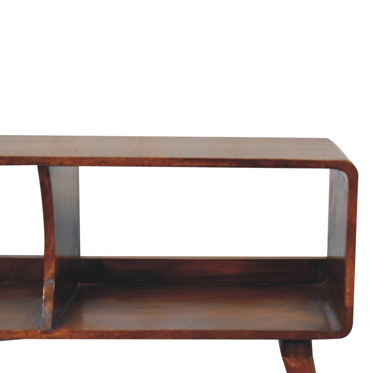 Curved Chestnut Double Slot Media Unit product view 4 by Eversby Home