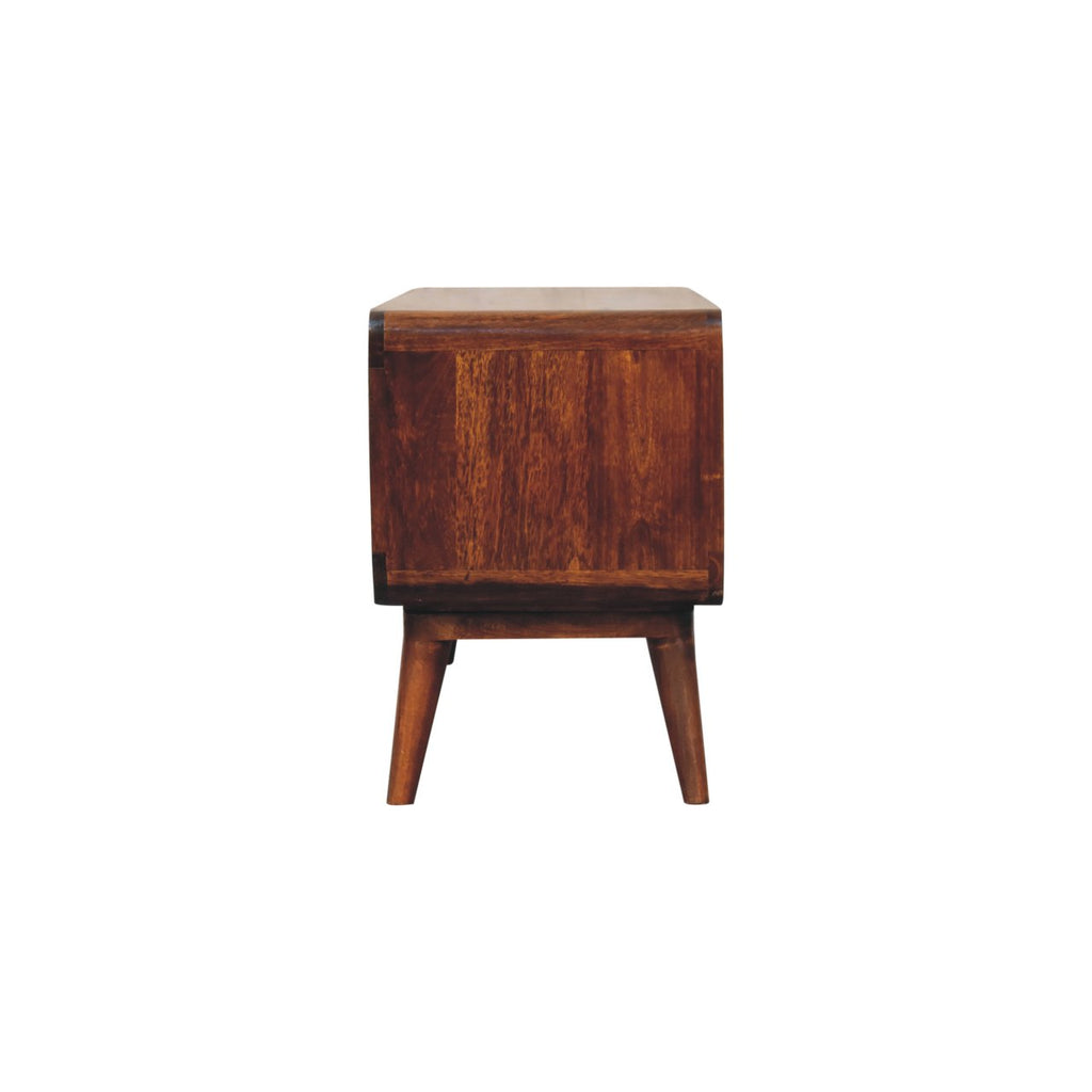 Curved Chestnut Double Slot Media Unit product view 7 by Eversby Home