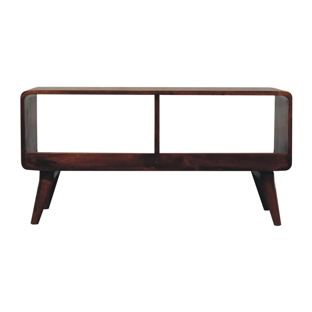 Curved Chestnut Double Slot Media Unit product view 8 by Eversby Home