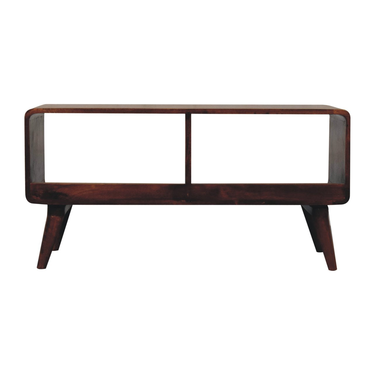 Curved Chestnut Double Slot Media Unit product view 8 by Eversby Home