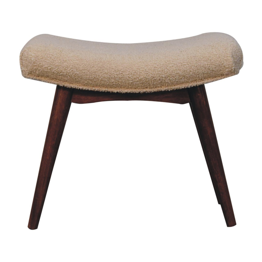 Honey Caramel Boucle Cream Curved Bench product view 1 by Eversby Home