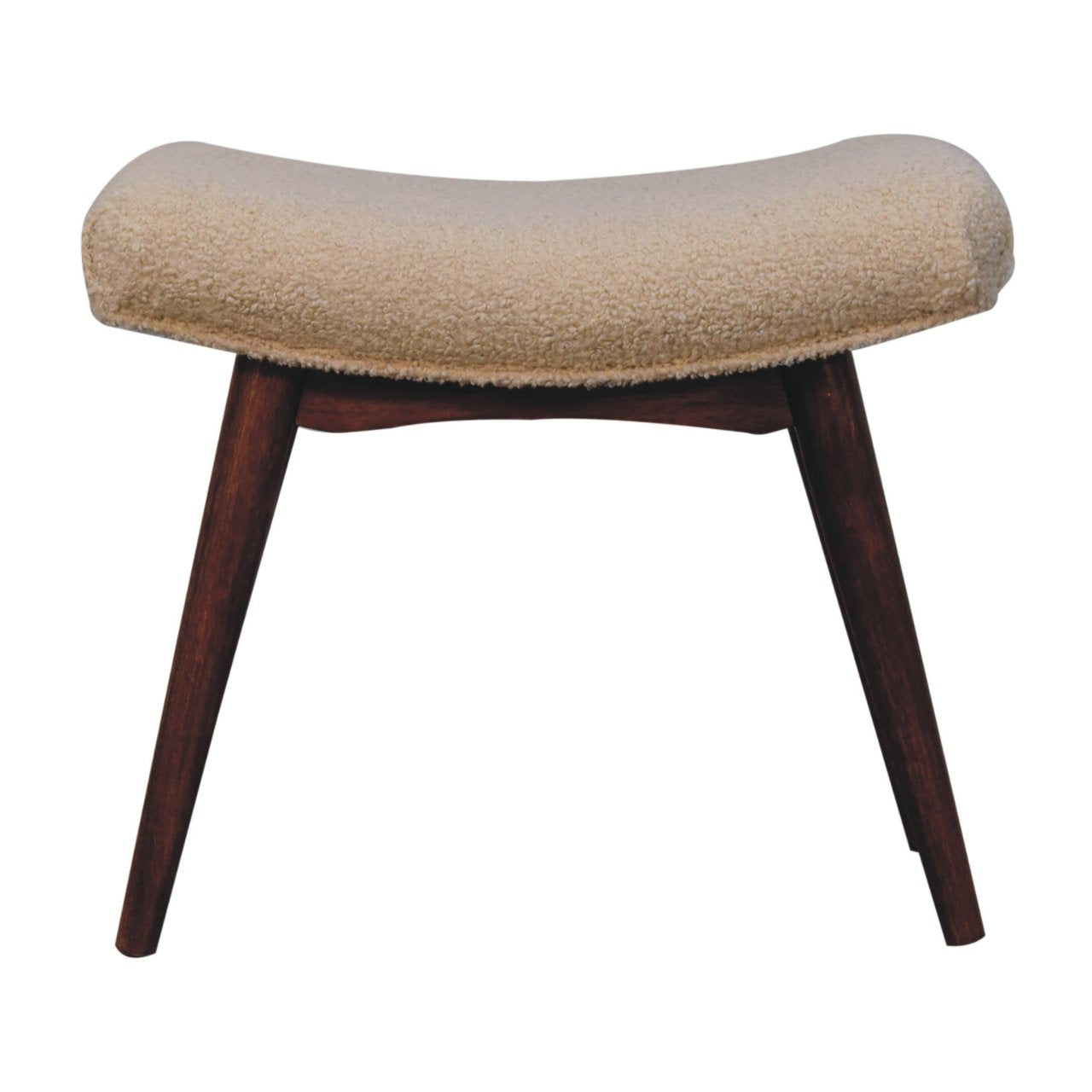 Honey Caramel Boucle Cream Curved Bench product view 1 by Eversby Home