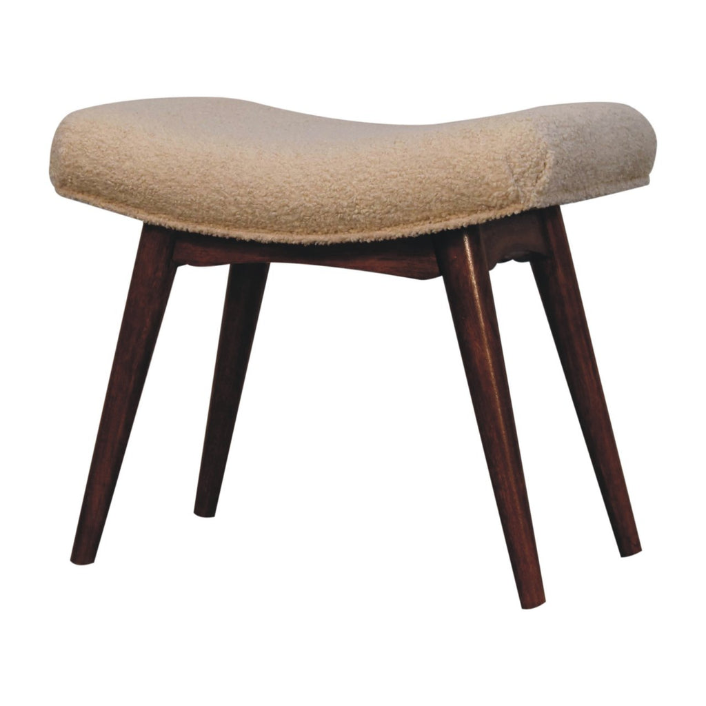 Honey Caramel Boucle Cream Curved Bench product view 2 by Eversby Home