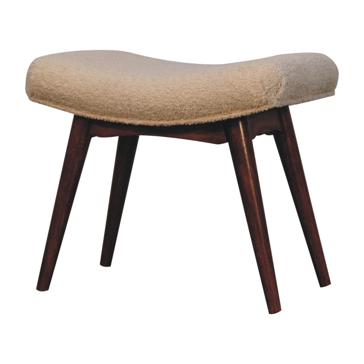 Honey Caramel Boucle Cream Curved Bench product view 2 by Eversby Home