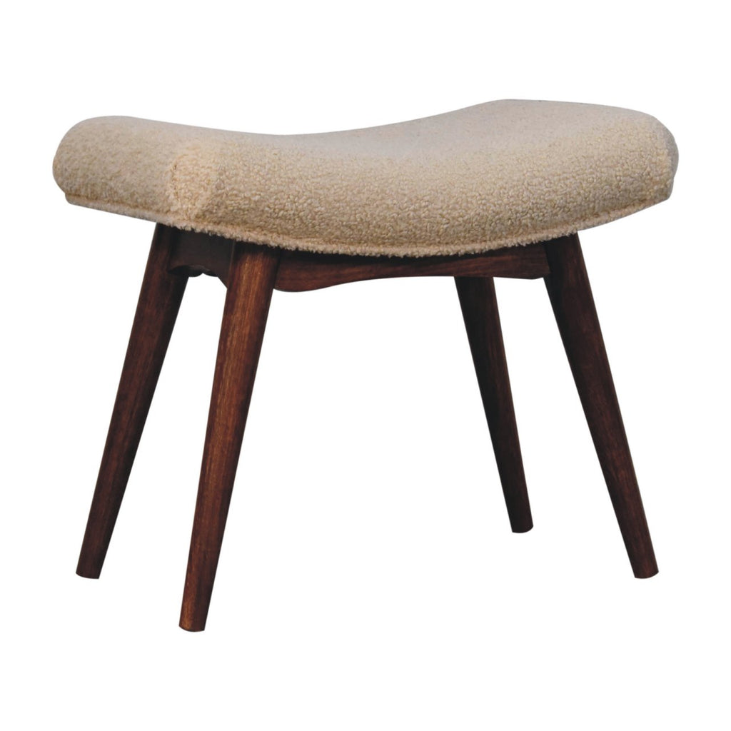 Honey Caramel Boucle Cream Curved Bench product view 3 by Eversby Home