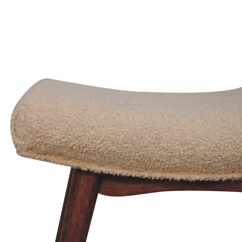 Honey Caramel Boucle Cream Curved Bench product view 4 by Eversby Home