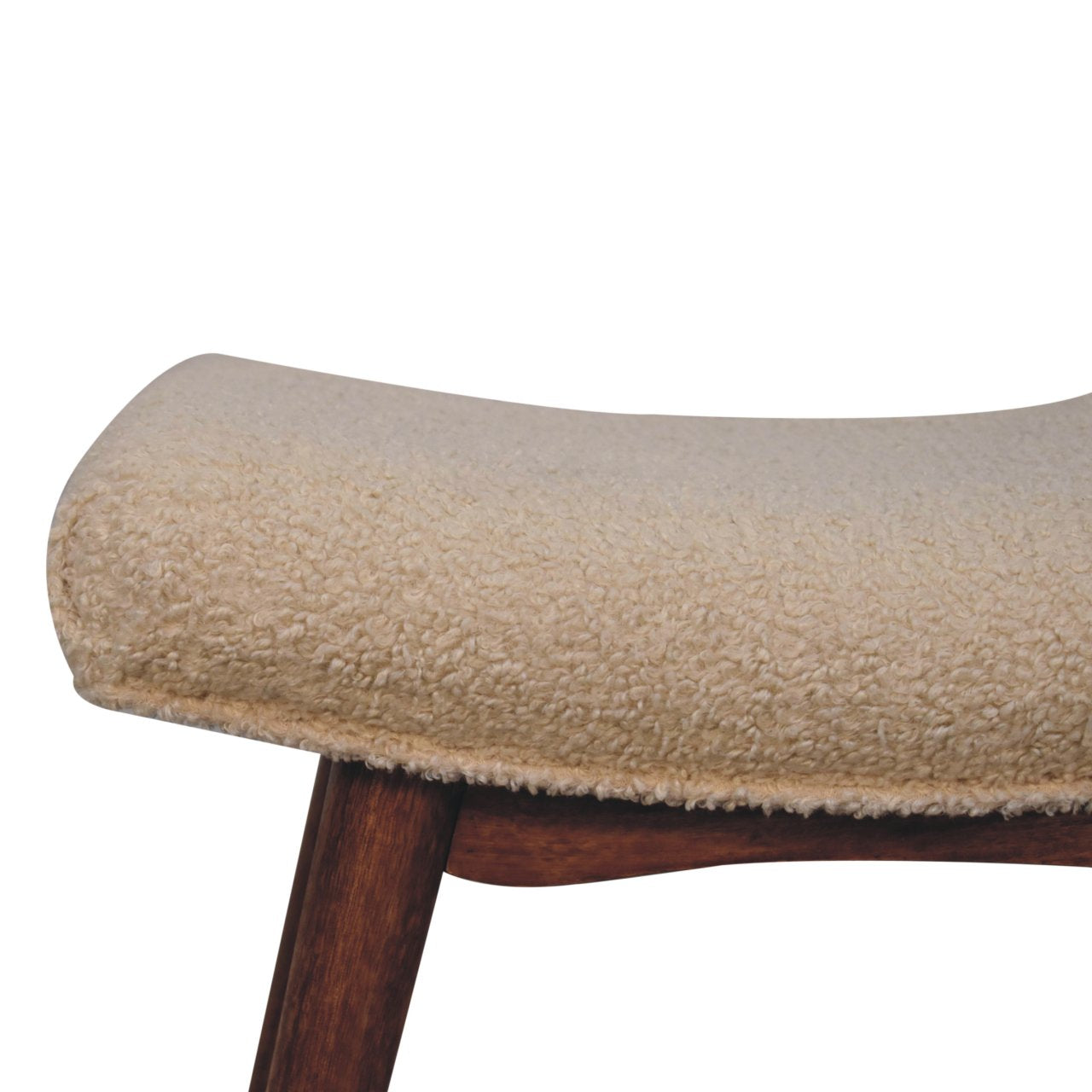 Honey Caramel Boucle Cream Curved Bench product view 4 by Eversby Home